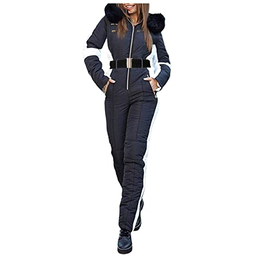 ACemt Skioverall Damen Wasserdicht Schneeanzug Einteiler Verdickte Jumpsuit Gefüttert Overall Wasserabweisend Warm Skianzüge Winteranzug Thermo Schneeoverall Langarm Oberteil Lang Winterhose 2 In 1 von ACemt