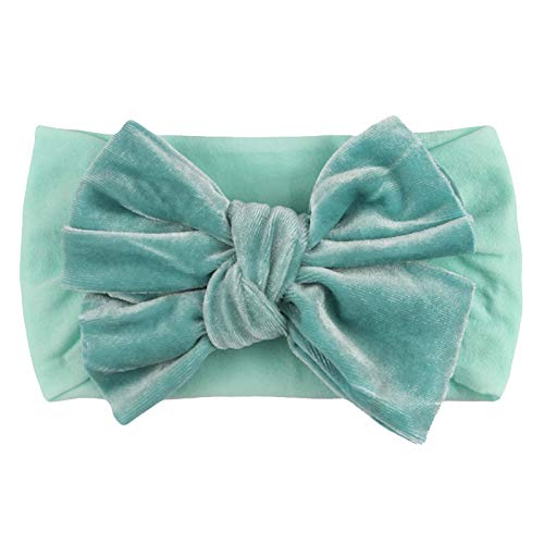 Haarband Neugeborene Mädchen Samt Haarschleife solide Headbear-Accessoires für das Baby-Kopfbedeckung für die ganze Familie Haarschmuck Taufe (Mint Green, One Size) von ACemt