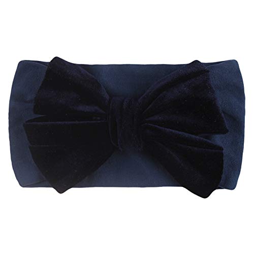 Haarband Neugeborene Mädchen Samt Haarschleife solide Headbear-Accessoires für das Baby-Kopfbedeckung für die ganze Familie Haarschmuck Taufe (Navy, One Size) von ACemt