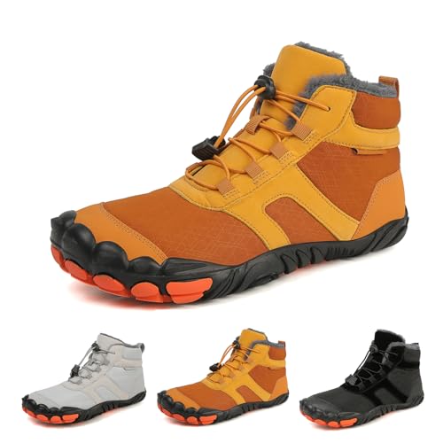 ACosySch Barfußschuhe Winterstiefel Herren Damen Traillaufschuhe Warm Gefüttert Winterschuhe Schneestiefel Wide Toe Barefoot Shoes von ACosySch