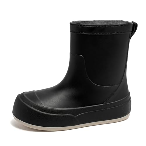ACosySch Gummistiefel Damen- Wasserdicht Regenstiefel Gleitfest Chelsea Stiefel Stiefeletten Regen Boots Mode Gartenschuhe Schnee Schlupfstiefel von ACosySch