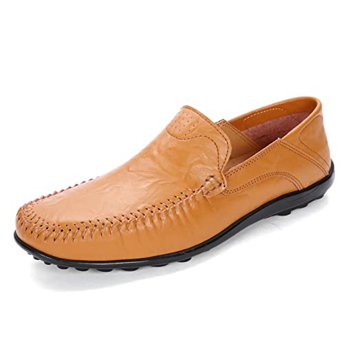 ACosySch Herren Loafers Mokassins Leder Leichte Mokassins Slipper Leder Slip On Fahren Schuhe Weich Handgefertigt Flache Business Schuhe EU 36-EU 46 von ACosySch