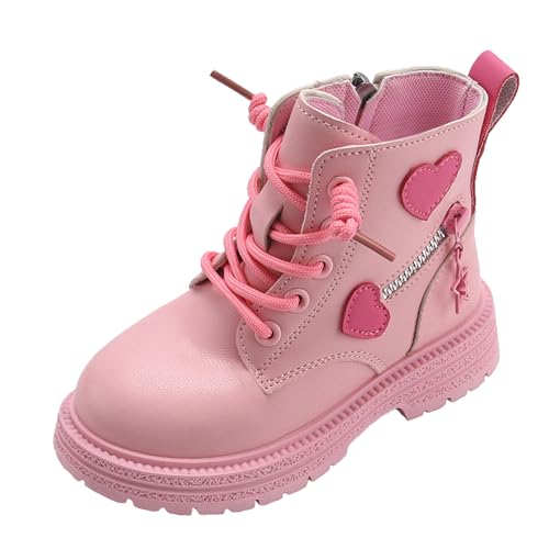 ACosySch Kinder Bequeme Mädchen Stiefeletten mit Reissverschluss Niedliche Stiefel Mädchen Leder Kampfstiefel Frühling Weichsohlen Schlupfstiefe von ACosySch