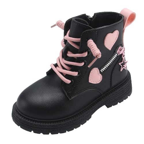 ACosySch Kinder Bequeme Mädchen Stiefeletten mit Reissverschluss Niedliche Stiefel Mädchen Leder Kampfstiefel Frühling Weichsohlen Schlupfstiefe von ACosySch