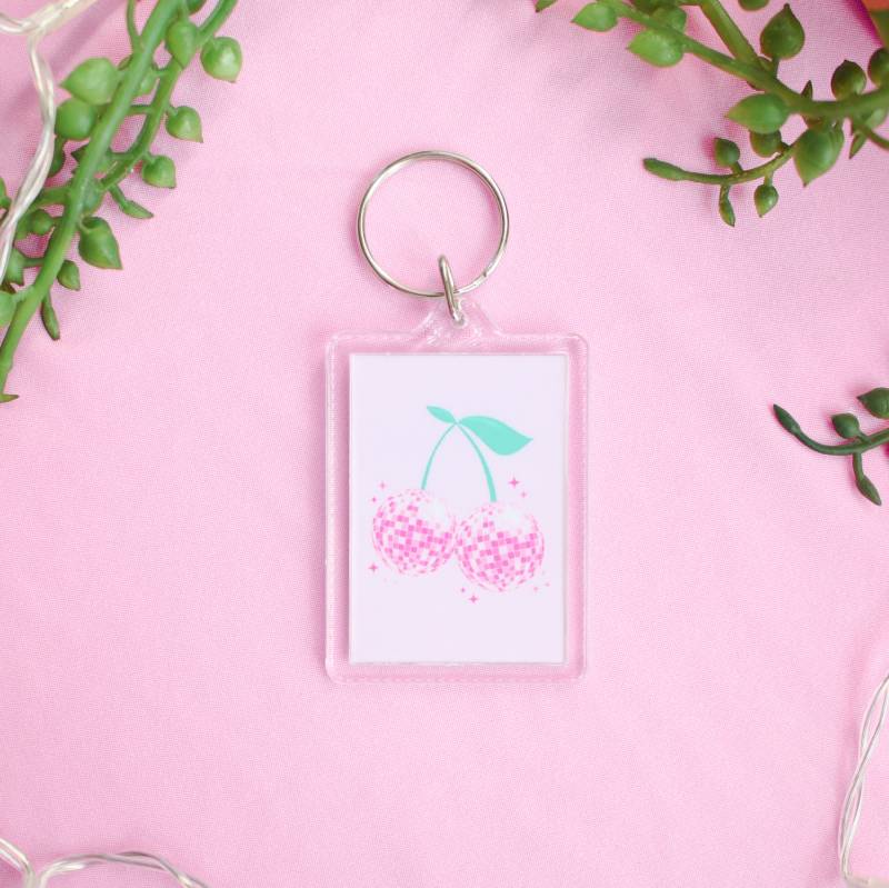 Disco Kirsche Acryl Schlüsselanhänger | Schlüsselanhänger, Girly Rosa Schlüsselring Geschenk, Y2K-Schlüsselring, Schlüsselzubehör von ACreatesUK