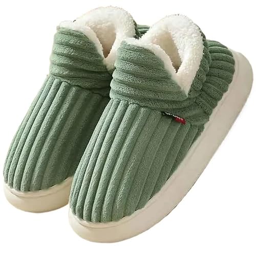 AD-BCrbgen Unisex Winter Hausschuhe Warm Plüsch Slip-on Paare Home Baumwolle Schuhe rutschfeste Bequeme Wohnungen(Green,38-39) von AD-BCrbgen