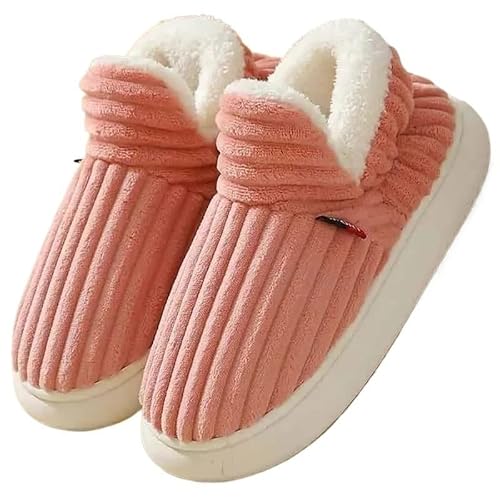 AD-BCrbgen Unisex Winter Hausschuhe Warm Plüsch Slip-on Paare Home Baumwolle Schuhe rutschfeste Bequeme Wohnungen(Pink,36-37) von AD-BCrbgen