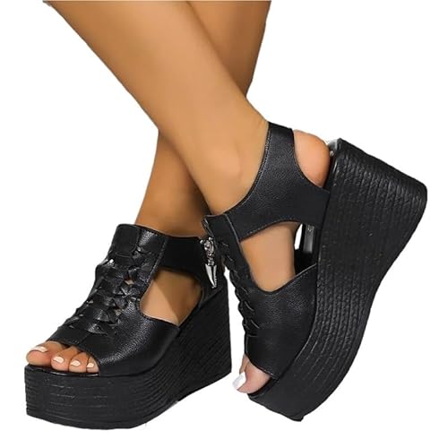 Damen-Sandalen mit weiter Passform, Sommer-Keilabsatz, Plateau-Damenschuhe, bequem, lässig, elegant, for Spazierengehen(40) von AD-BCrbgen