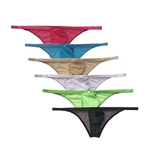 ADAHOP Niedrige Taille Herren Mesh Transparent Trunks Sexy Panties Bikini Slip Unterwäsche, 6 Farben, Medium von ADAHOP