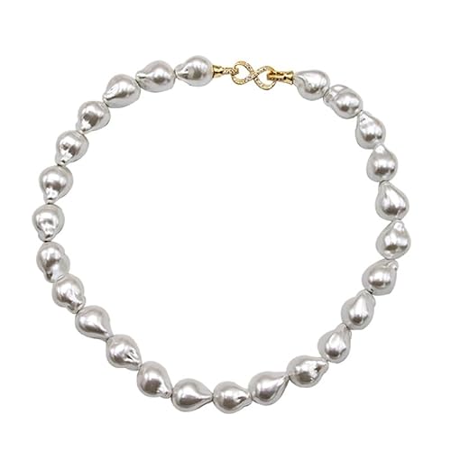 ADAJURI Elegante Perlenkette für Damen, klobige, anlaufgeschützte, vergoldete Kupferperlen-Halskette, Strandschmuck mit zarten Perlen von ADAJURI