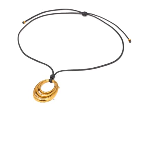 ADAJURI Minimalistische Wishbone Cord Halskette mit skulturellem Anhänger für Frauen | Hypoallergener 18K vergoldeter Edelstahl Chunky Statement Anhänger Halskette | Verstellbares schwarzes Choker im ADAJURI Minimalistische Wishbone Cord Halskette mit skulturellem Anhänger für Frauen | Hypoallergener 18K vergoldeter Edelstahl Chunky Statement Anhänger Halskette | Verstellbares schwarzes Choker im von ADAJURI