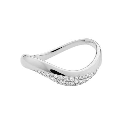 ADAJURI Minimalistischer skulpturaler gewellter Kuppelfigur-Ring für Damen, hypoallergener, vergoldeter und versilberter Sterlingsilber-Ring mit Pavé-Fassung, zierliches Schmuckzubehör für den von ADAJURI