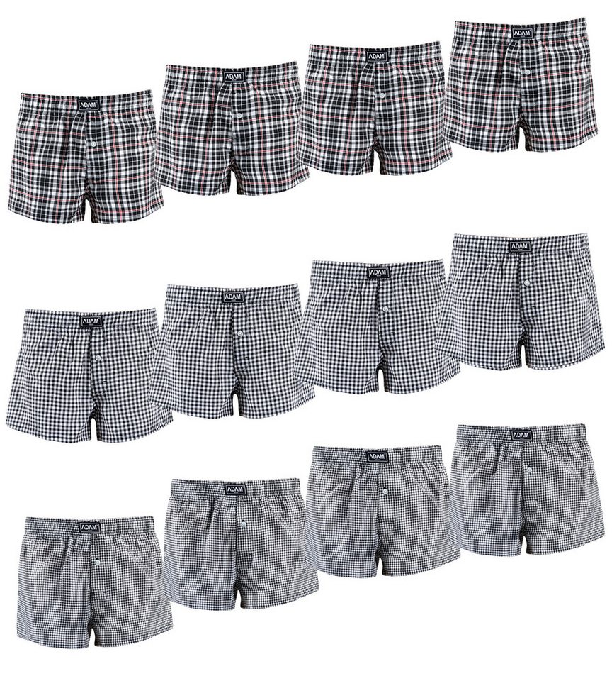 ADAM JEANS Webboxer Gewebte Boxershorts American Unterhosen Herren Boxershorts Kariert (12-St., 3er Set, 6er Set, 12er Set) Web Boxershorts Herren lockere Boxershorts Herren weit Männer Boxer von ADAM JEANS