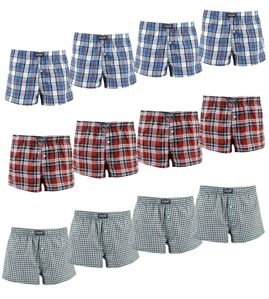 ADAM JEANS Webboxer Gewebte Boxershorts American Unterhosen Herren Boxershorts Kariert (12-St., 3er Set, 6er Set, 12er Set) Web Boxershorts Herren lockere Boxershorts Herren weit Männer Boxer von ADAM JEANS