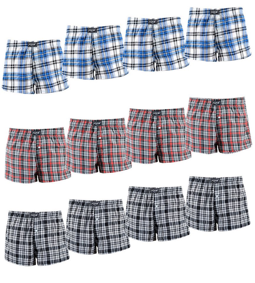 ADAM JEANS Webboxer Gewebte Boxershorts American Unterhosen Herren Boxershorts Kariert (12-St., 3er Set, 6er Set, 12er Set) Web Boxershorts Herren lockere Boxershorts Herren weit Männer Boxer von ADAM JEANS