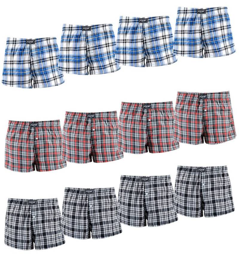 ADAM JEANS Webboxer Gewebte Boxershorts American Unterhosen Herren Boxershorts Kariert (12-St., 3er Set, 6er Set, 12er Set) Web Boxershorts Herren lockere Boxershorts Herren weit Männer Boxer von ADAM JEANS