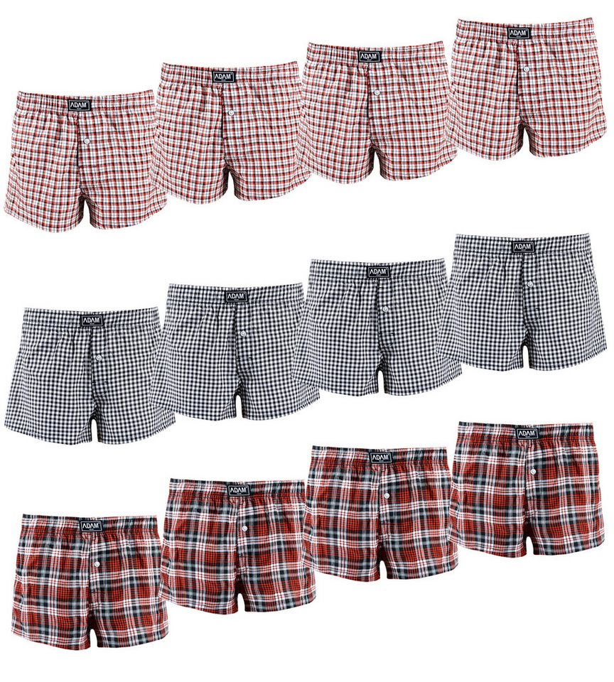 ADAM JEANS Webboxer Gewebte Boxershorts American Unterhosen Herren Boxershorts Kariert (12-St., 3er Set, 6er Set, 12er Set) Web Boxershorts Herren lockere Boxershorts Herren weit Männer Boxer von ADAM JEANS
