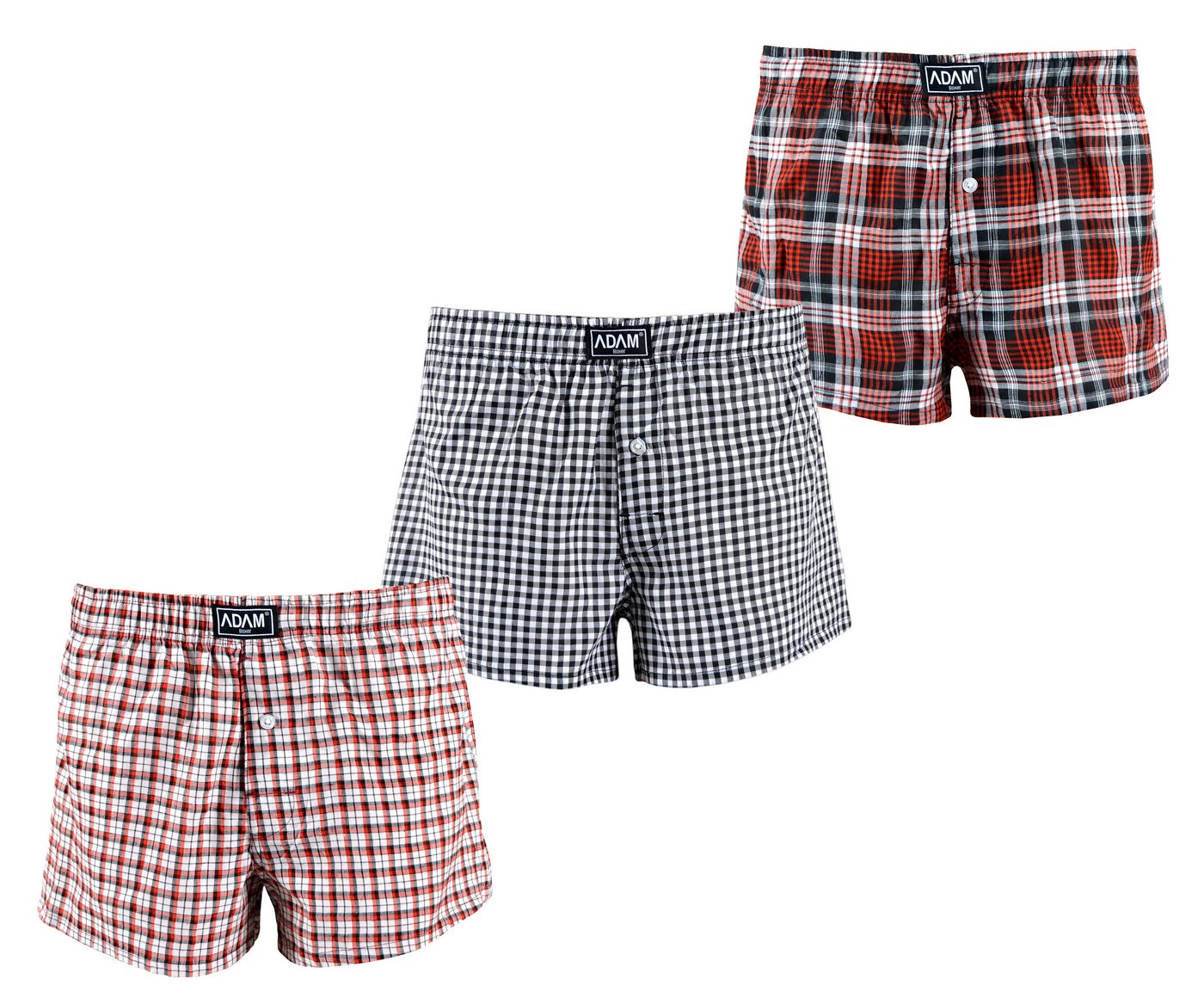 ADAM JEANS Webboxer Gewebte Boxershorts American Unterhosen Herren Boxershorts Kariert (3-St., 3er Set, 6er Set, 12er Set) Web Boxershorts Herren lockere Boxershorts Herren weit Männer Boxer von ADAM JEANS