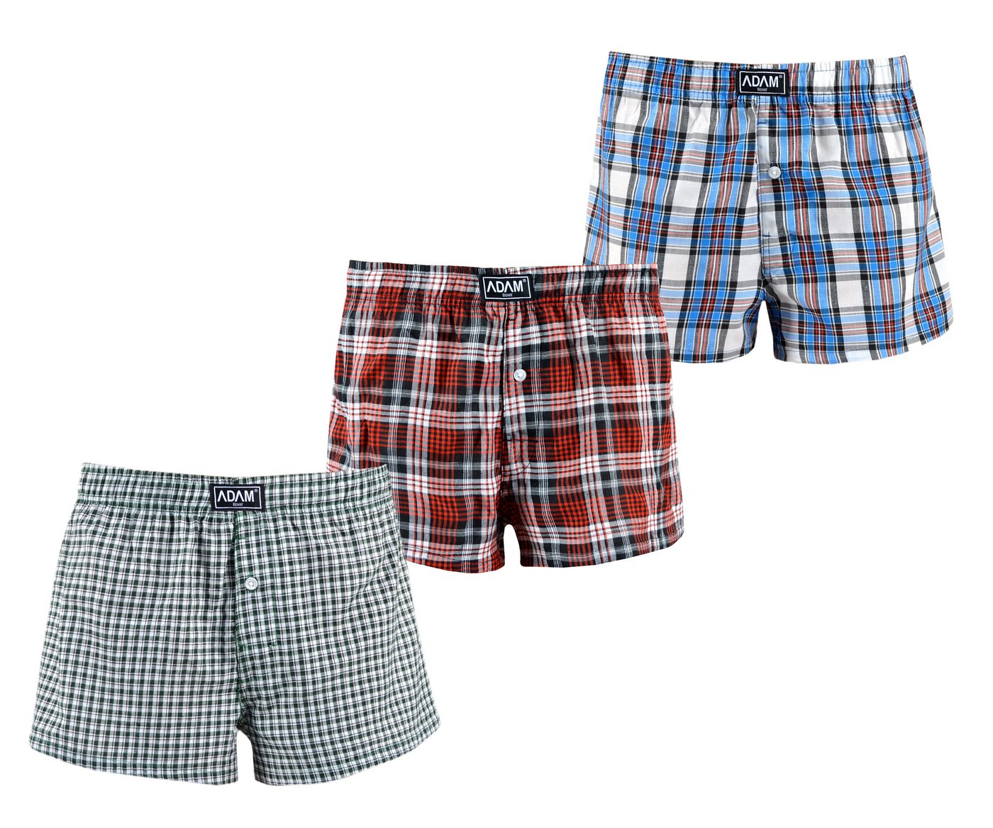 ADAM JEANS Webboxer Gewebte Boxershorts American Unterhosen Herren Boxershorts Kariert (3-St., 3er Set, 6er Set, 12er Set) Web Boxershorts Herren lockere Boxershorts Herren weit Männer Boxer von ADAM JEANS