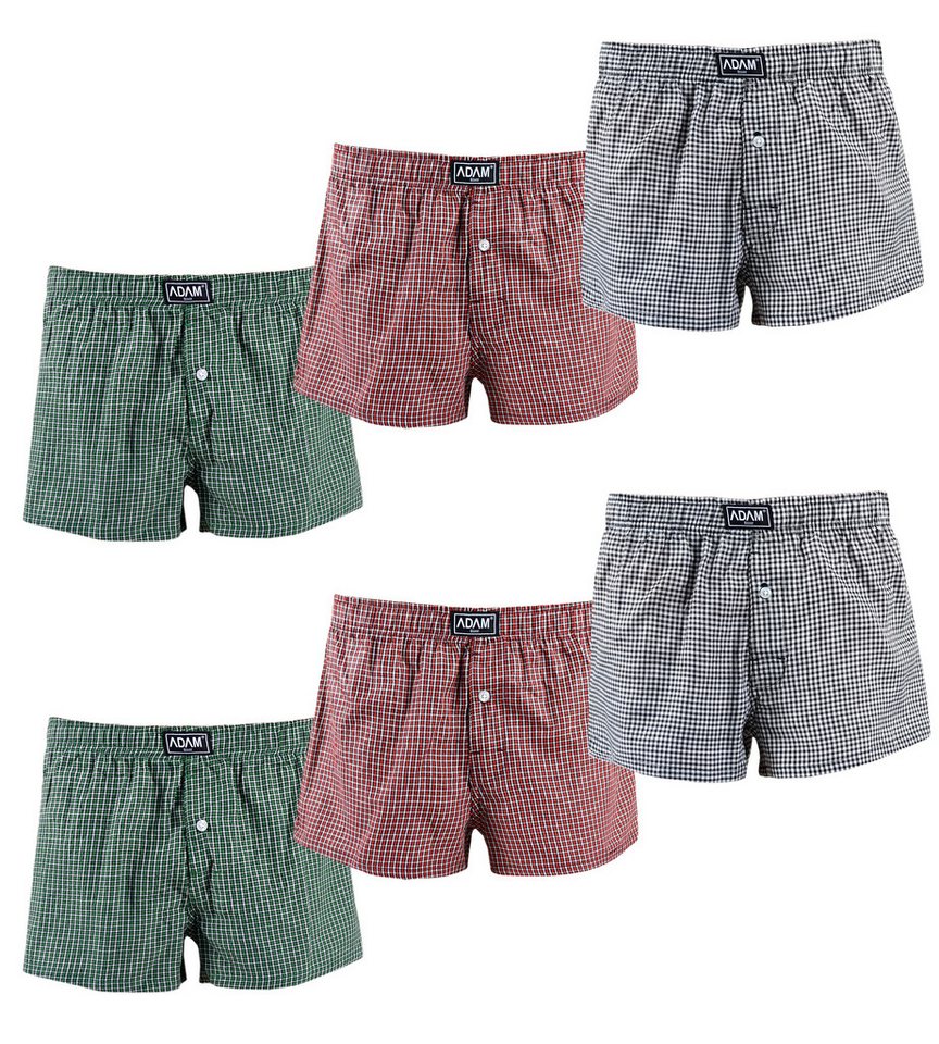 ADAM JEANS Webboxer Gewebte Boxershorts American Unterhosen Herren Boxershorts Kariert (6-St., 3er Set, 6er Set, 12er Set) Web Boxershorts Herren lockere Boxershorts Herren weit Männer Boxer von ADAM JEANS