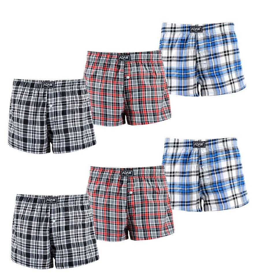 ADAM JEANS Webboxer Gewebte Boxershorts American Unterhosen Herren Boxershorts Kariert (6-St., 3er Set, 6er Set, 12er Set) Web Boxershorts Herren lockere Boxershorts Herren weit Männer Boxer von ADAM JEANS