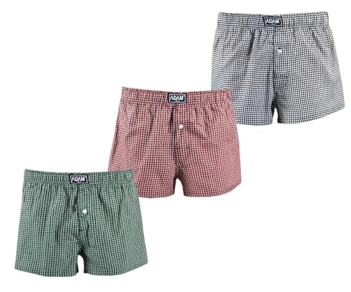 ADAM Boxer-Shorts Herren locker American Boxershorts Herren Webboxershorts Gewebte Boxershorts Kariert von ADAM