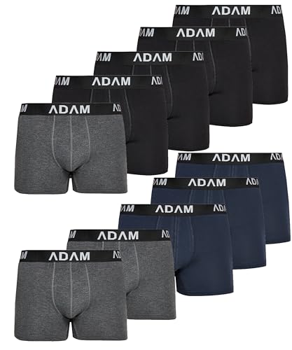 ADAM Boxershorts Herren Boxershorts 6er / 8er / 10er /12er Pack - Premium Männer Boxershorts Herren Trunks Boxer aus extraweicher Baumwolle von ADAM