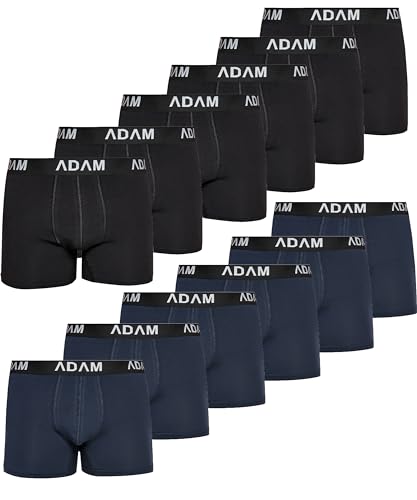 ADAM Boxershorts Herren Boxershorts 6er / 8er / 10er /12er Pack - Premium Männer Boxershorts Herren Trunks Boxer aus extraweicher Baumwolle von ADAM