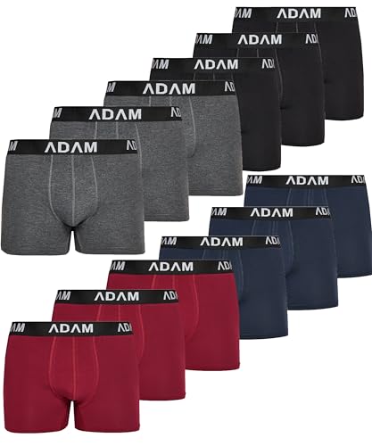 ADAM Boxershorts Herren Boxershorts 6er / 8er / 10er /12er Pack - Premium Männer Boxershorts Herren Trunks Boxer aus extraweicher Baumwolle von ADAM