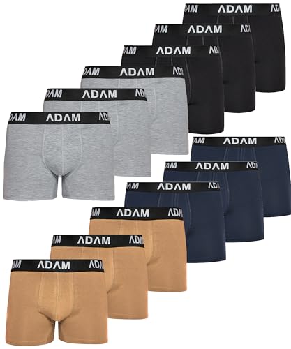 ADAM Boxershorts Herren Unterwäsche 6er / 8er / 10er /12er Pack - Premium Männer Boxer-Shorts Herren Trunks Boxer aus extraweicher Baumwolle von ADAM
