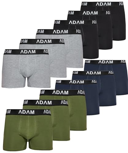 ADAM Boxershorts Herren Boxershorts 6er / 8er / 10er /12er Pack - Premium Männer Boxershorts Herren Trunks Boxer aus extraweicher Baumwolle von ADAM