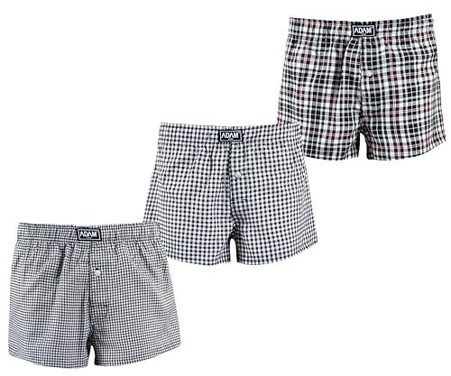 ADAM lockere Boxershorts Herren weit amerikanische Boxer-Shorts Männer Webboxer Baumwoll-Boxershorts kariert Unterhose von ADAM