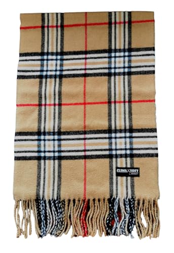 ADAMANT Climaxsoft XL Schal - UNISEX = (D/H/alle) - Winterschal - 200x30 cm - weich wie Kaschmir - Lieblingsschal (Camel-Karo) von ADAMANT