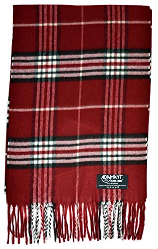 Schal Herren/Damen=Unisex 100% Climaxsoft (weich wie Kaschmir) STANDARD-MAß 30x180cm - MADE IN GERMANY (5-Rot-Karo) von ADAMANT