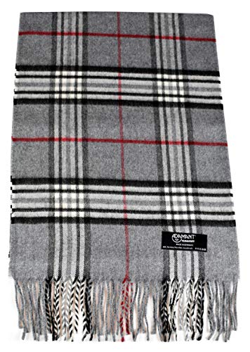 Schal Herren/Damen=Unisex 100% Climaxsoft (weich wie Kaschmir) STANDARD-MAß 30x180cm - MADE IN GERMANY (2-Grau-Karo) von ADAMANT