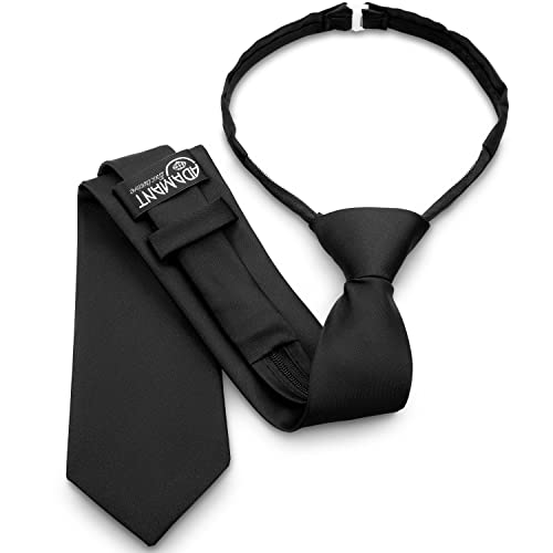 ADAMANT©️ SICHERHEITS-KRAWATTE-PROFI - mit Sollbruchstelle & Zip Reißverschluss - Security-Krawatte Größe 36-55 - DEUTSCHE MARKENQUALITÄT - FERTIG-GEBUNDEN - schwarz von ADAMANT