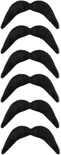 Set mit 6 künstlichen schwarzen selbstklebenden Schnurrbärten I Kostümzubehör I Mexikanischer 70er-Jahre-Gringo I Karneval Halloween Set mit 6 künstlichen schwarzen selbstklebenden Schnurrbärten I Kostümzubehör I Mexikanischer 70er-Jahre-Gringo I Karneval Halloween von ADAMEL PARTY