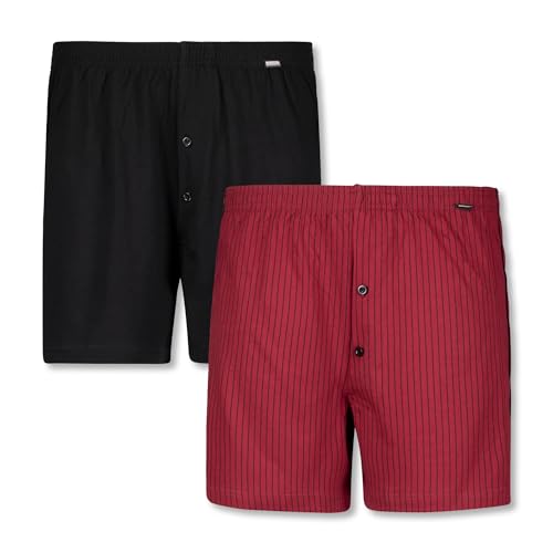 ADAMO Boxershorts David | Herren Boxershorts I Männer Shorts | Boxershorts Men | Shorts Herren I Herrenunterwäsche I 100% Baumwolle 2er Pack in weinrot/schwarz Übergrößen 8-20 / XXL-8XL, Größe:16 von ADAMO