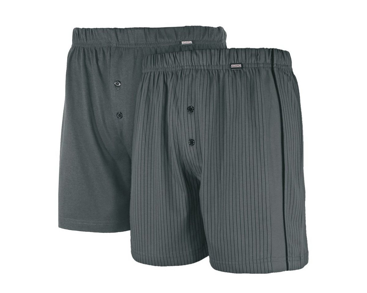 ADAMO Boxershorts XXL Adamo 2er-Pack Boxershorts dunkelgrau uni/gestreift (Packung, 2-St., 2er-Pack) von ADAMO