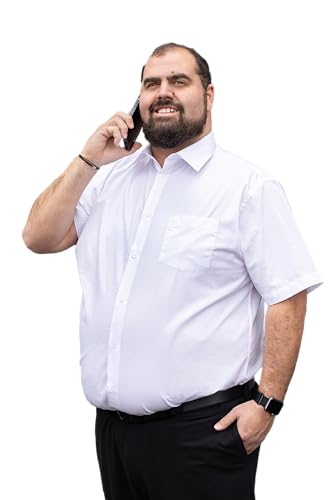 ADAMO Business-Hemd Kurzarm Comfort FIT Herren Serie 'Warren' in großen Größen bis 10XL, Größe:XXL, Farbe:Weiß von ADAMO