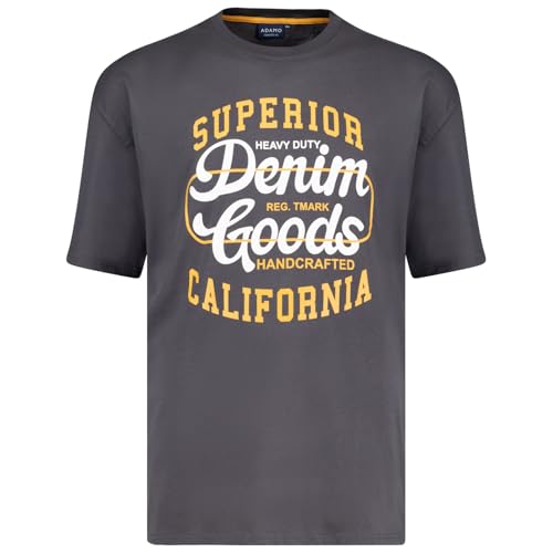 ADAMO Comfort Fit Motivshirt Kurzarm Herren in großen Größen bis 14XL, Größe:6XL, Farbe:Anthrazit von ADAMO