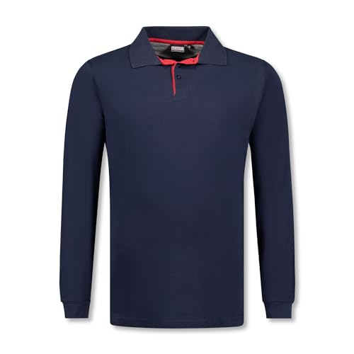 ADAMO Dunkelblau Herren Langarm- Poloshirt in Pique-Qualität Serie Peter Übergröße 12XL, Größe:6XL von ADAMO