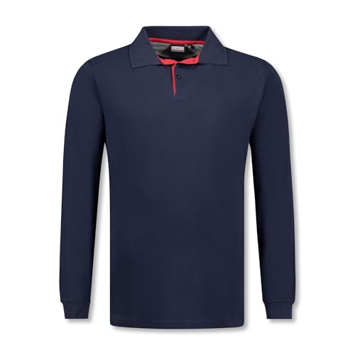 ADAMO Dunkelblau Herren Langarm- Poloshirt in Pique-Qualität Serie Peter Übergröße 12XL, Größe:7XL von ADAMO