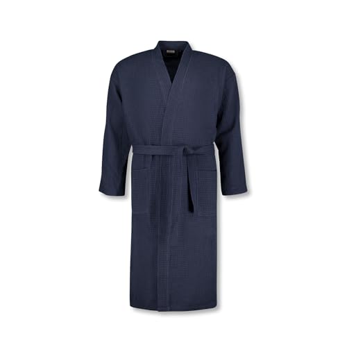 ADAMO Große Größen Bademantel lang Waffelpiqué für Herren Serie JADON Größe XXL bis 12XL, Größe:10XL, Farbe:Dunkelblau von ADAMO