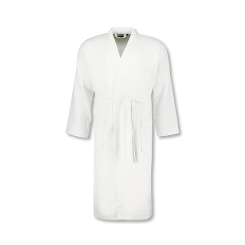 ADAMO Große Größen Bademantel lang Waffelpiqué für Herren Serie JADON Größe XXL bis 12XL, Größe:8XL, Farbe:Weiß von ADAMO