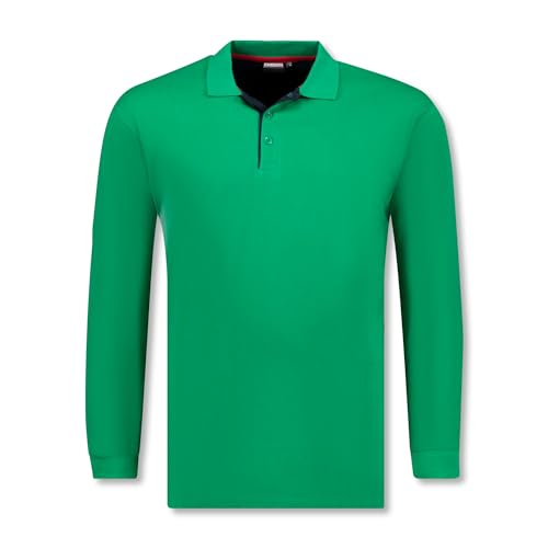 ADAMO Grünes Herren Pique Langarm- Poloshirt Modell Peter Übergrößen 2XL bis 12XL, Größe:10XL von ADAMO