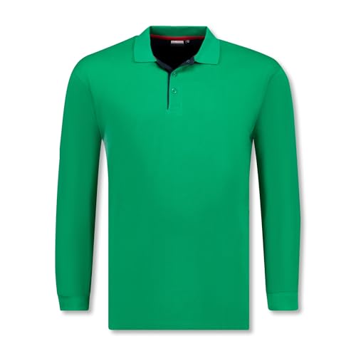 ADAMO Grünes Herren Pique Langarm- Poloshirt Modell Peter Übergrößen 2XL bis 12XL, Größe:5XL von ADAMO