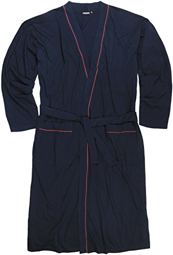 ADAMO Hausmantel Navy 100% Baumwolle, Dunkelblau mit Rot, Größe 10XL I Langarm Herren Bademantel mit 2 Taschen und Gürtel I Angenehmer Morgenmantel von ADAMO