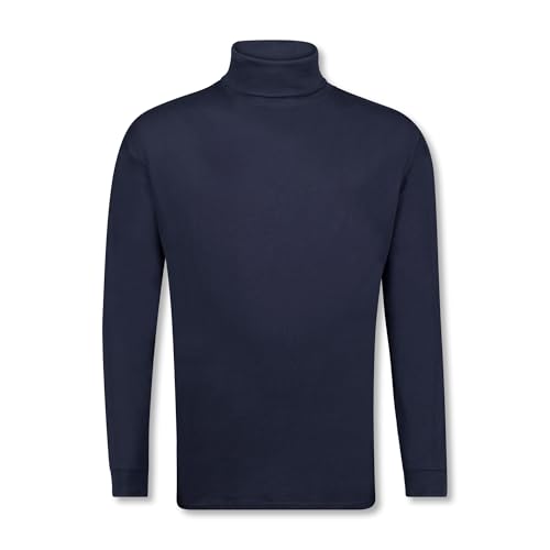 ADAMO Herren Basic Shirt Langarm Navy mit Rollkragen bis Übergröße 12XL, Größe:4XL von ADAMO