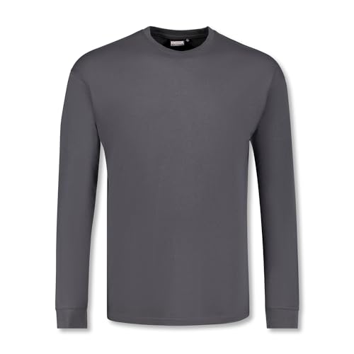 ADAMO Herren Basic Shirt Langarm anthrazit mit Rundhals Ausschnitt bis Übergröße 12XL, Größe:4XL von ADAMO